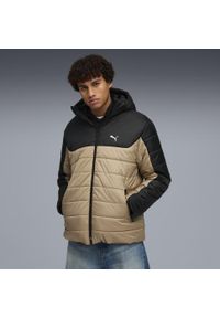 Puma - Męska kurtka wyściełana Essentials z kapturem PUMA Ice Coffee Beige. Typ kołnierza: kaptur. Kolor: beżowy. Materiał: puch. Sport: turystyka piesza