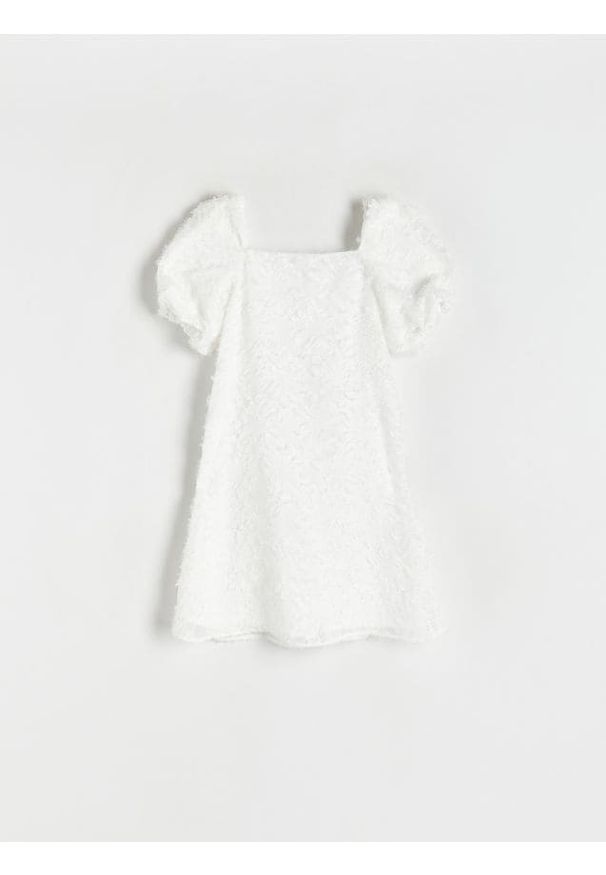Reserved - Sukienka z bufkami - złamana biel. Materiał: tkanina