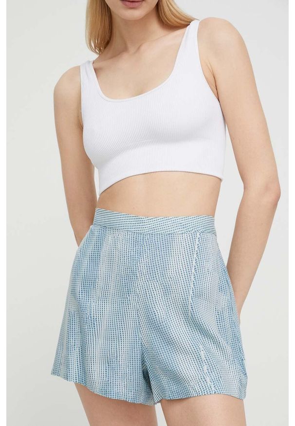 Calvin Klein Underwear szorty piżamowe damskie kolor niebieski. Kolor: niebieski. Materiał: tkanina