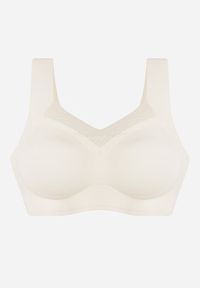 Renee - Biały Sportowy Biustonosz z Usztywnieniem Ozdobiony Siateczkową Wstawką Edalissa. Kolor: biały. Rodzaj stanika: wyciągane miseczki. Wzór: aplikacja #1