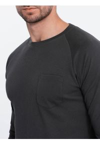Ombre Clothing - Longsleeve męski o strukturze "wafla" - grafitowy V5 - Rozmiar: M. Okazja: na co dzień. Kolor: szary. Materiał: bawełna. Długość rękawa: długi rękaw. Styl: klasyczny, sportowy, casual #3