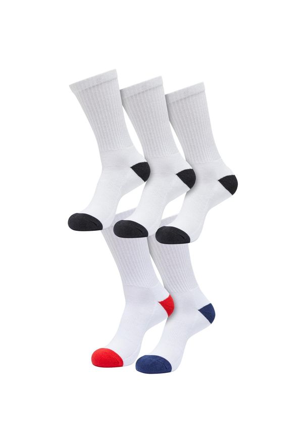 Urban Classics - Męskie Kolorowe Skarpety Sportowe (zestaw 5 Sztuk). Kolor: wielokolorowy, różowy, czarny, biały, czerwony. Wzór: kolorowy