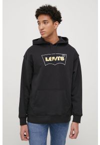 Levi's® - Levi's bluza bawełniana męska kolor czarny z kapturem z nadrukiem. Okazja: na spotkanie biznesowe. Typ kołnierza: kaptur. Kolor: czarny. Materiał: bawełna. Wzór: nadruk. Styl: biznesowy