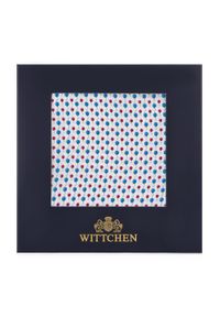Wittchen - Poszetka jedwabna we wzory biało-granatowa. Kolor: biały, wielokolorowy, niebieski. Materiał: jedwab