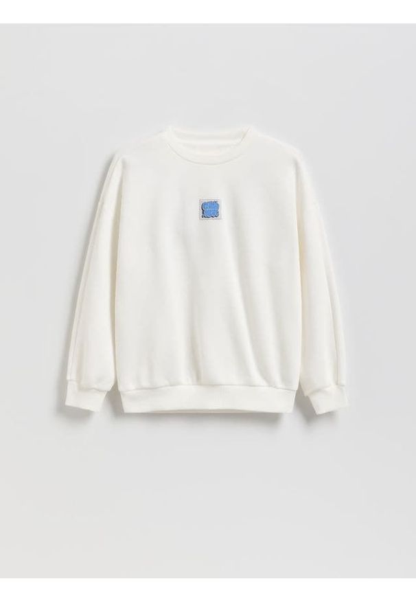 Reserved - Bawełniana bluza oversize - złamana biel. Materiał: bawełna