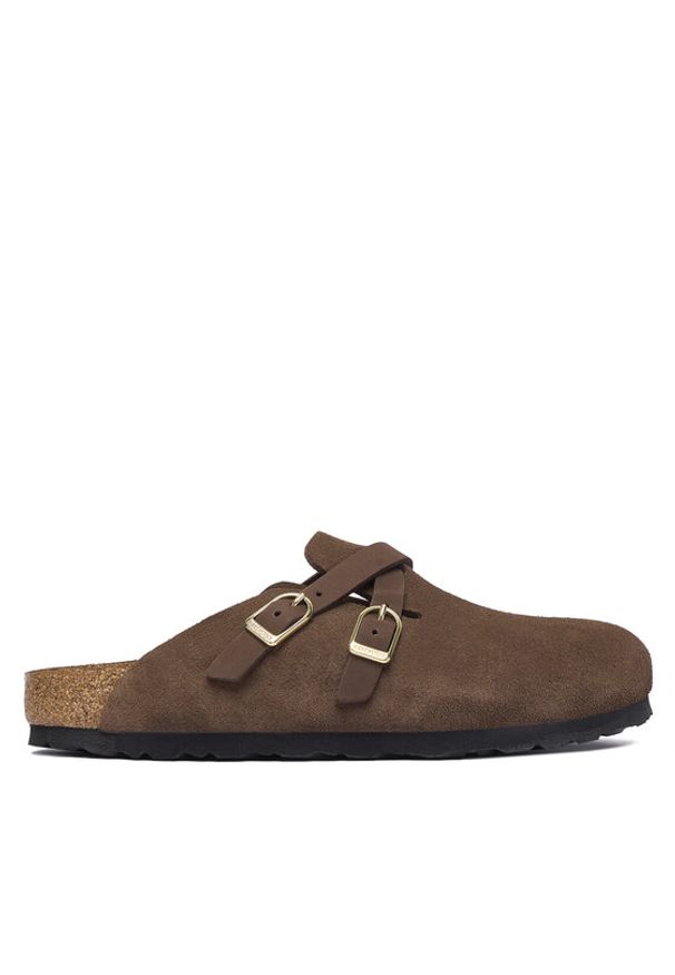 Birkenstock Klapki Blair D-Buckle 1032983 Brązowy. Kolor: brązowy. Materiał: zamsz, skóra