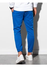 Ombre Clothing - Spodnie męskie dresowe joggery P899 - niebieskie - XL. Kolor: niebieski. Materiał: dresówka. Wzór: nadruk, aplikacja #3