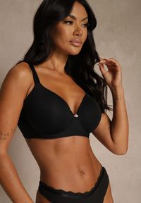 Renee - Czarny Klasyczny Biustonosz o Gładkiej Fakturze Adriaros. Kolor: czarny. Wzór: gładki #5