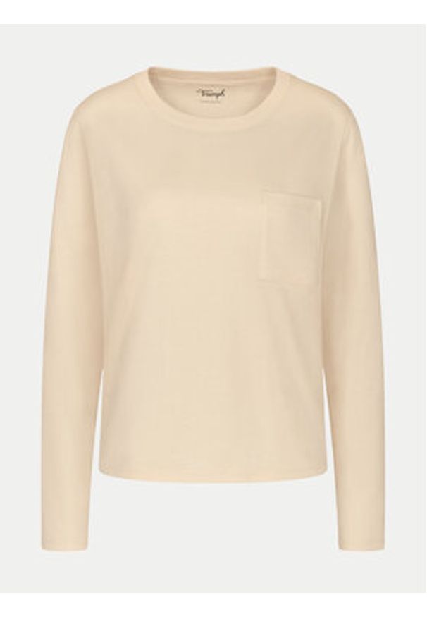 Triumph Koszulka piżamowa 10221070 Beżowy Regular Fit. Kolor: beżowy. Materiał: bawełna