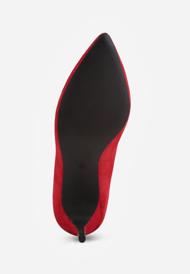 Renee - Czerwone Czółenka VICES na Smukłym Obcasie z Wkładką ze Skóry Naturalnej Grynora. Okazja: na imprezę. Kolor: czerwony. Materiał: skóra. Obcas: na obcasie. Styl: klasyczny, elegancki. Wysokość obcasa: średni