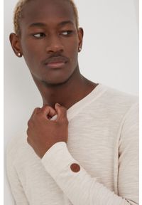 Tom Tailor sweter bawełniany męski kolor beżowy lekki. Okazja: na co dzień. Kolor: beżowy. Materiał: bawełna. Styl: casual #5