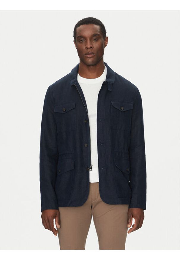 Michael Kors Kurtka przejściowa CS4205YBEY Granatowy Regular Fit. Kolor: niebieski. Materiał: len