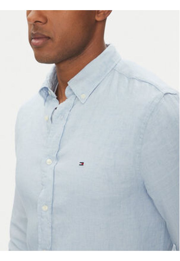 TOMMY HILFIGER - Tommy Hilfiger Koszula MW0MW34602 Błękitny Regular Fit. Kolor: niebieski. Materiał: len