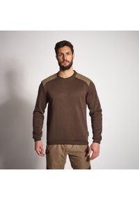 SOLOGNAC - Sweter Solognac 500. Kolor: brązowy. Materiał: tkanina, poliester, prążkowany, elastan, poliamid, materiał