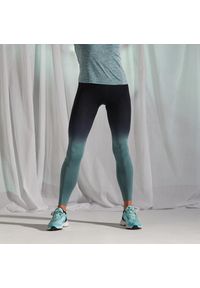 KIPRUN - Legginsy do biegania damskie Kiprun Care. Kolor: czarny, wielokolorowy, zielony. Materiał: poliamid, elastan, materiał