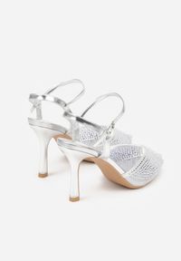 Renee - Srebrne Eleganckie Sandały na Szpilce Ozdobione Cyrkoniami Viofera. Zapięcie: sprzączka. Kolor: srebrny. Materiał: jeans. Wzór: aplikacja. Sezon: lato. Obcas: na szpilce. Styl: elegancki #2