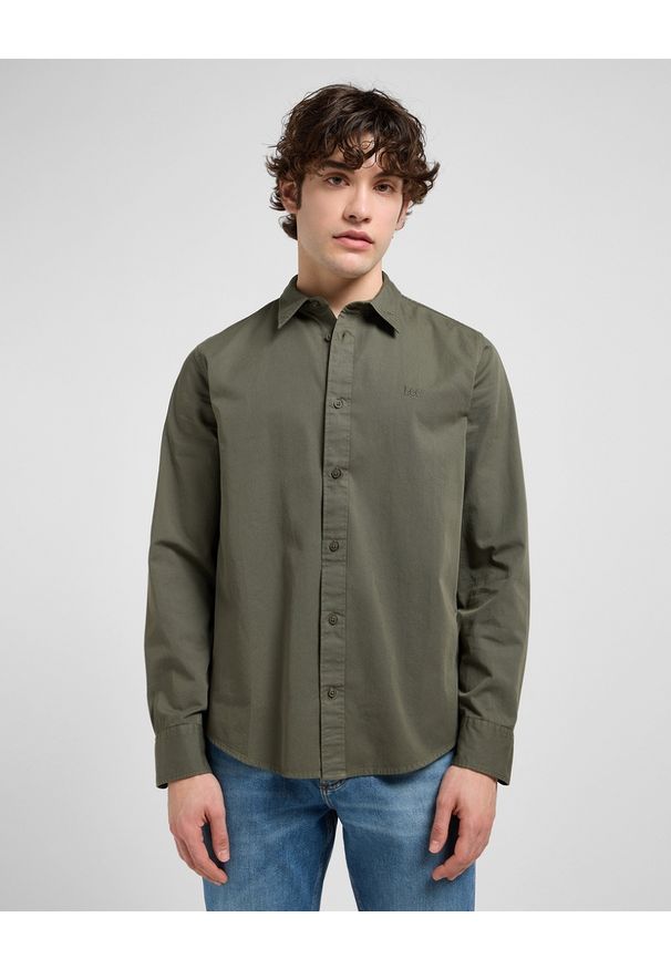 Lee - MĘSKA KOSZULA LEE PATCH SHIRT OLIVE GRAY 112370548