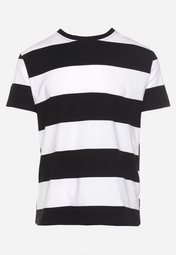 Born2be - Czarno-Biała Casualowa Koszulka z Krótkim Rękawem z Bawełny w Paski Benneli. Okazja: na co dzień. Kolor: czarny. Materiał: bawełna. Długość rękawa: krótki rękaw. Długość: krótkie. Wzór: paski. Sezon: wiosna, lato. Styl: casual