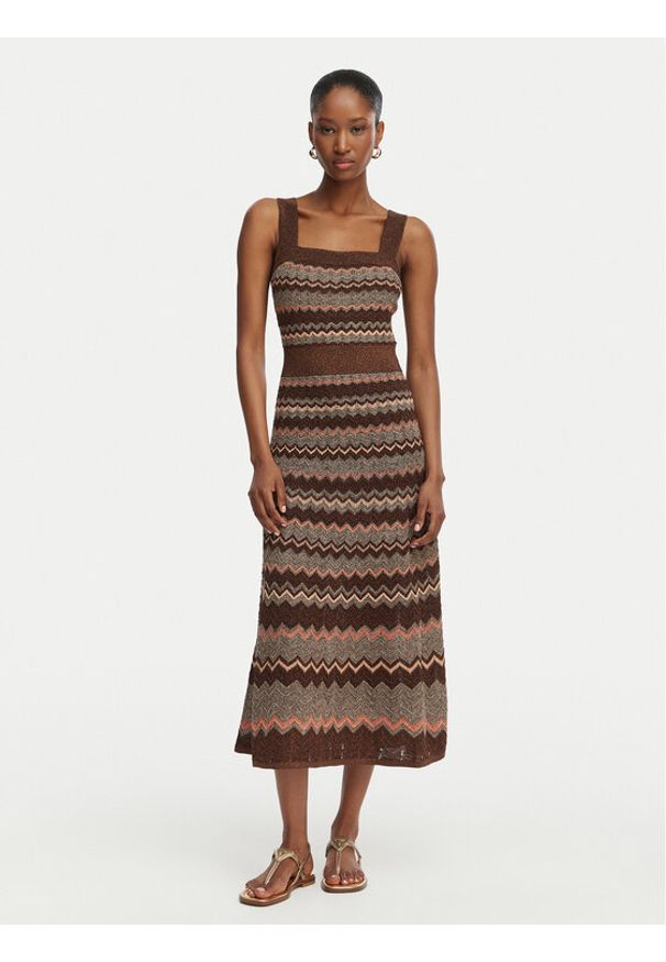 Marciano Guess Sukienka dzianinowa G6GK42 Z0640 Brązowy Regular Fit. Kolor: brązowy. Materiał: syntetyk