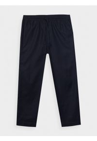 outhorn - Spodnie tkaninowe z lnem męskie - granatowe. Kolor: niebieski. Materiał: tkanina, len