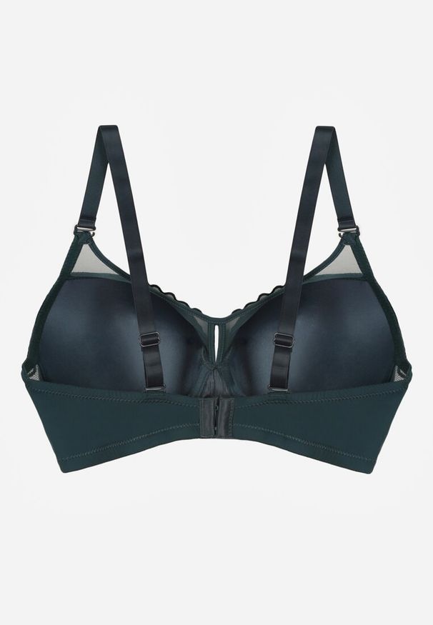 Renee - Ciemnozielony Koronkowy Biustonosz Ozdobiony Przezroczystą Wstawką Acalinai. Kolor: zielony. Materiał: koronka. Rodzaj stanika: przezroczysty. Wzór: aplikacja