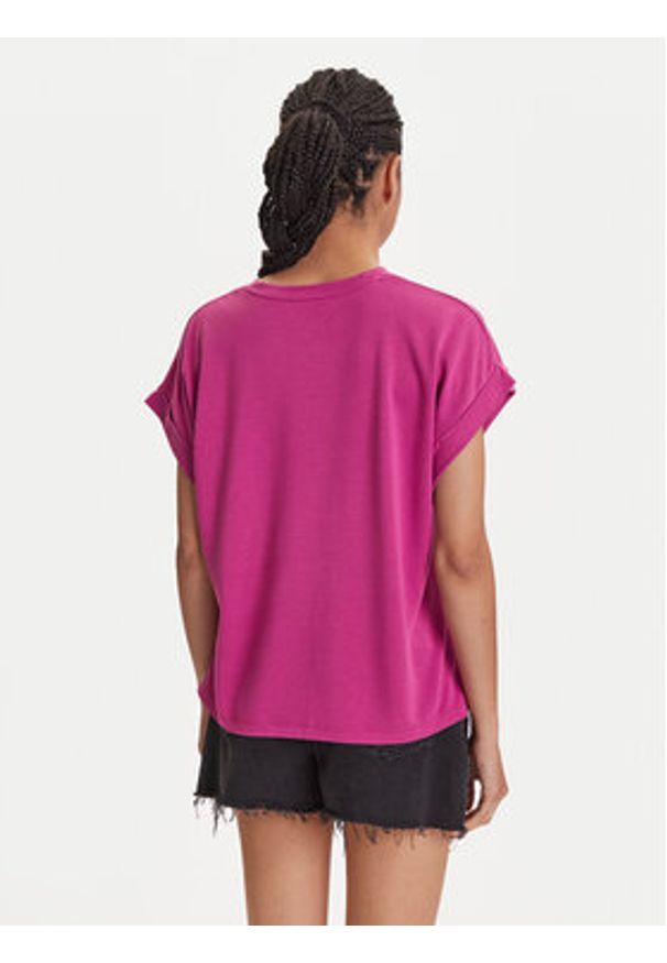 Emporio Armani T-Shirt EW000616 AF12187 UA227 Różowy Loose Fit. Kolor: różowy. Materiał: wiskoza