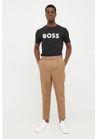 Michael Kors spodnie CU2301B4JJ męskie kolor brązowy proste. Okazja: na co dzień. Kolor: brązowy. Materiał: tkanina. Wzór: gładki. Styl: casual #4