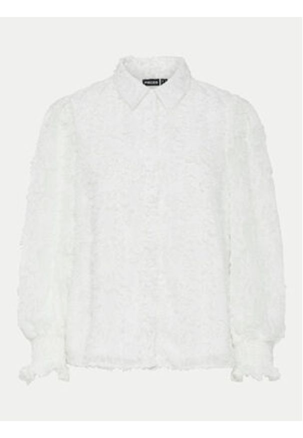 Pieces Koszula Pina 17154276 Biały Regular Fit. Kolor: biały. Materiał: syntetyk