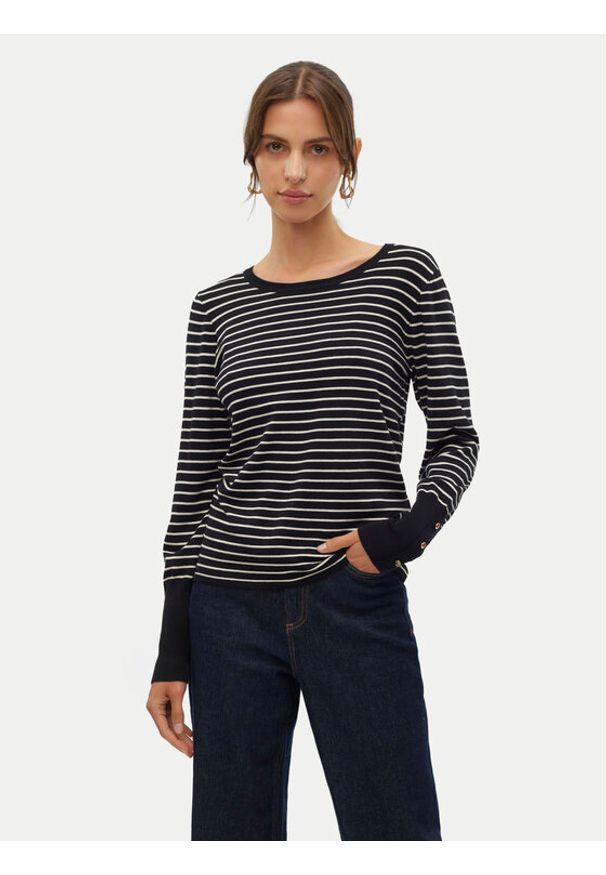 Vero Moda Sweter Dory 10309308 Czarny Regular Fit. Kolor: czarny. Materiał: wiskoza