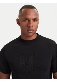 Karl Lagerfeld - KARL LAGERFELD T-Shirt 755047 564235 Czarny Regular Fit. Typ kołnierza: dekolt w karo. Kolor: czarny. Materiał: bawełna #5