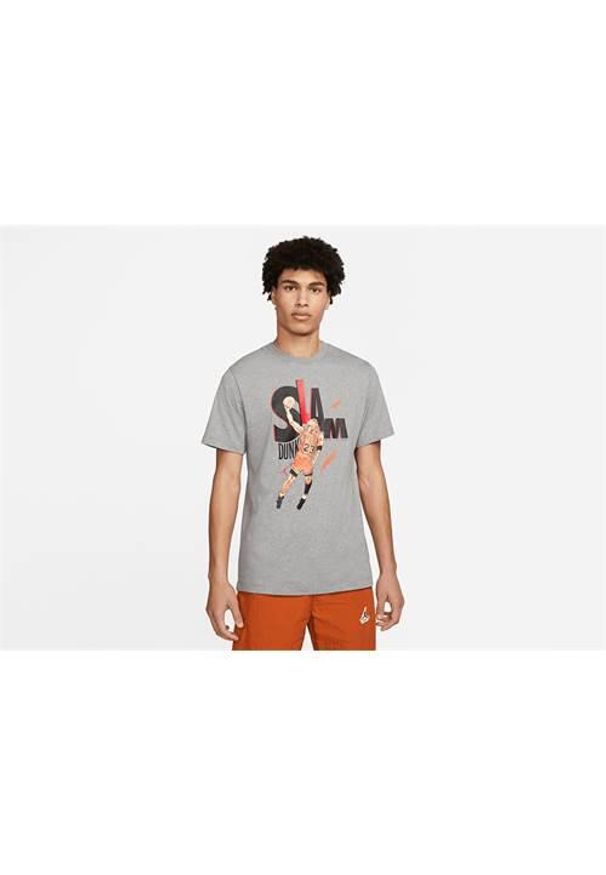 Koszulka treningowa męska Nike Air Jordan Game 5. Kolor: szary. Materiał: bawełna. Długość rękawa: krótki rękaw. Długość: krótkie. Sport: bieganie