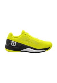 Buty do tenisa męskie Wilson Rush Pro 4.0 Allcourt. Kolor: żółty. Materiał: materiał, syntetyk. Szerokość cholewki: normalna. Sport: tenis
