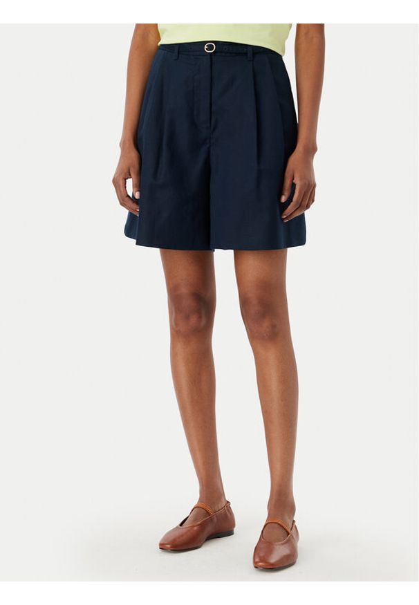 TOMMY HILFIGER - Tommy Hilfiger Szorty materiałowe WW0WW49040 Granatowy Wide Leg. Kolor: niebieski. Materiał: syntetyk