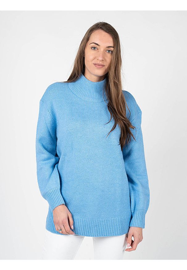 Silvian Heach Sweter | PGA22001MA | Kobieta | Niebieski, Błękitny. Typ kołnierza: golf. Kolor: niebieski. Materiał: elastan, nylon, bawełna, wełna. Długość: długie. Wzór: ze splotem