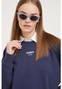 Tommy Jeans bluza damska kolor granatowy z nadrukiem. Kolor: niebieski. Materiał: bawełna. Wzór: nadruk. Styl: klasyczny #5