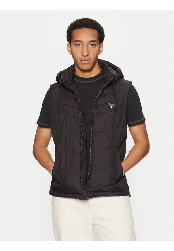 Guess Bezrękawnik M5RN21 WCQA2 Czarny Regular Fit. Kolor: czarny. Materiał: syntetyk. Długość rękawa: bez rękawów
