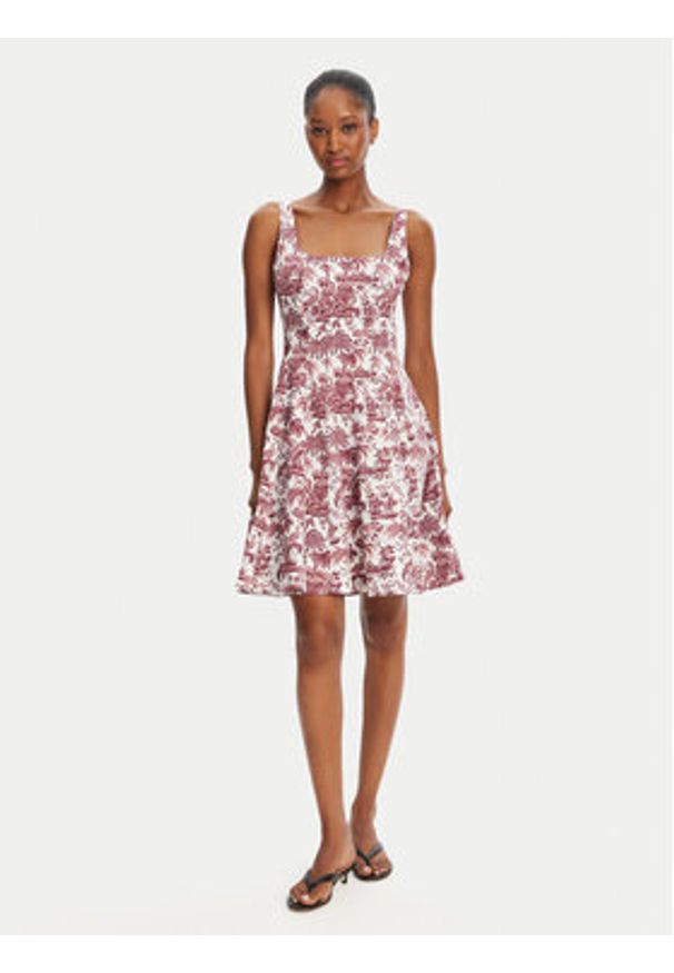 STAUD Sukienka letnia Wells R25R2222SP Różowy Regular Fit. Kolor: różowy. Materiał: bawełna. Sezon: lato