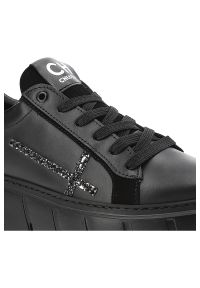 CheBello - Czarne Sneakersy Chebello Modne Obuwie Damskie Ze Skóry Naturalnej. Okazja: na co dzień. Kolor: czarny. Materiał: skóra. Styl: casual, klasyczny #3