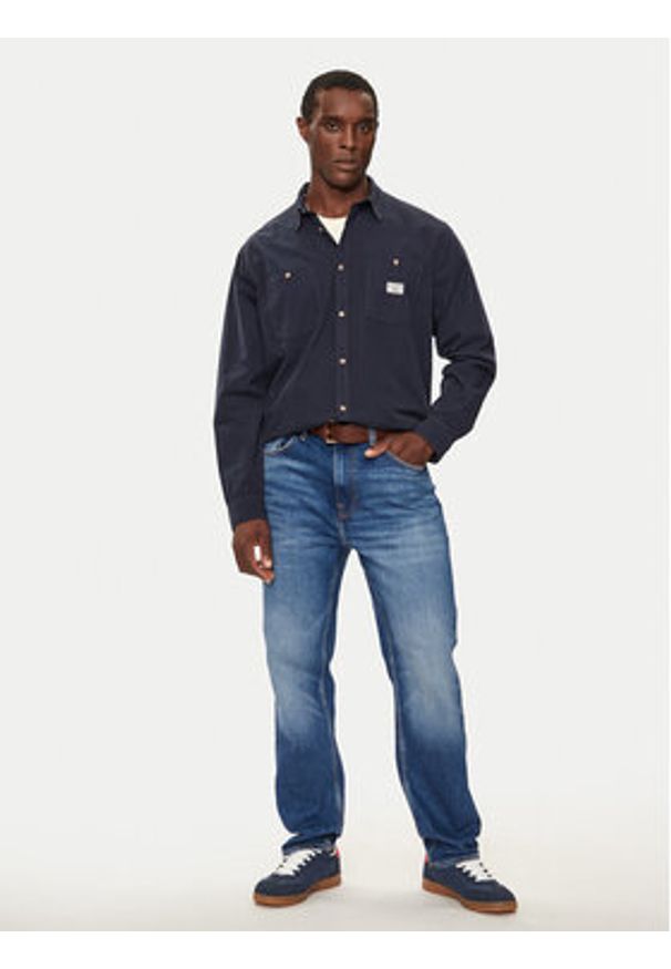 Guess Jeans Koszula M4YH37 WGCF1 Granatowy Regular Fit. Kolor: niebieski. Materiał: bawełna
