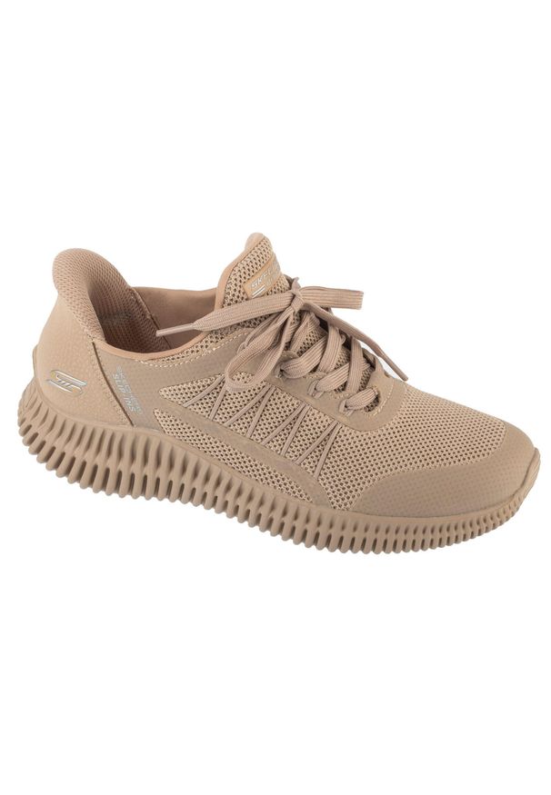 skechers - Buty sportowe Sneakersy damskie, Skechers Slip-Ins: Bobs Geo Lite - Divine Pace. Kolor: beżowy. Materiał: materiał. Model: Skechers Sport. Sport: turystyka piesza