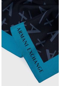 Armani Exchange Chusta jedwabna kolor granatowy wzorzysta. Kolor: niebieski. Materiał: jedwab