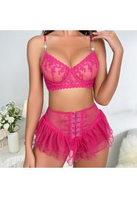 Intica - Komplet bielizny z półgorsetem modelującym Jon. Kolor: biały. Materiał: tkanina, koronka. Wzór: aplikacja, haft, koronka #9