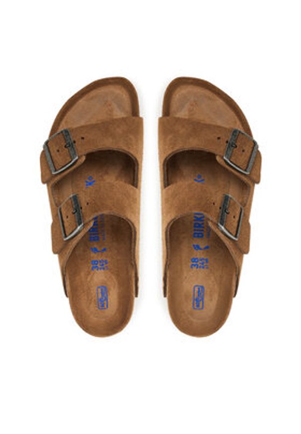Birkenstock Klapki Arizona Sfb 1030865 Brązowy. Kolor: brązowy. Materiał: skóra, zamsz