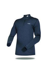 FJORK MERINO - Koszulka z długim rękawem męska wykonana w 100% z wełny merynosów – Finn 210 Zip. Kolor: niebieski. Materiał: wełna. Długość rękawa: długi rękaw. Długość: długie
