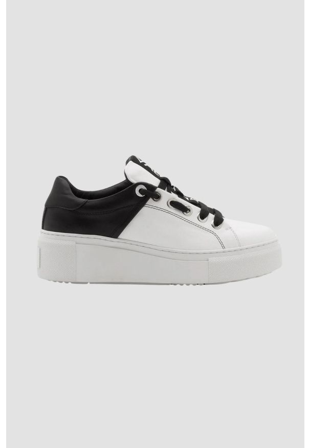 Valentino by Mario Valentino - VALENTINO Biało-czarne sneakersy Baraga S Sneaker Lace-U, Rozmiar 41. Kolor: biały. Materiał: skóra