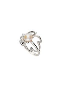 Polcarat Design - Srebrny pierścionek z perłą hodowlaną PK 1956 perła. Materiał: srebrne. Kolor: srebrny. Wzór: aplikacja. Kamień szlachetny: perła #1