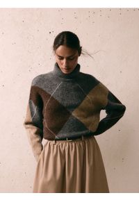 Reserved - Sweter z golfem - wielobarwny. Typ kołnierza: golf. Materiał: wełna, dzianina #1