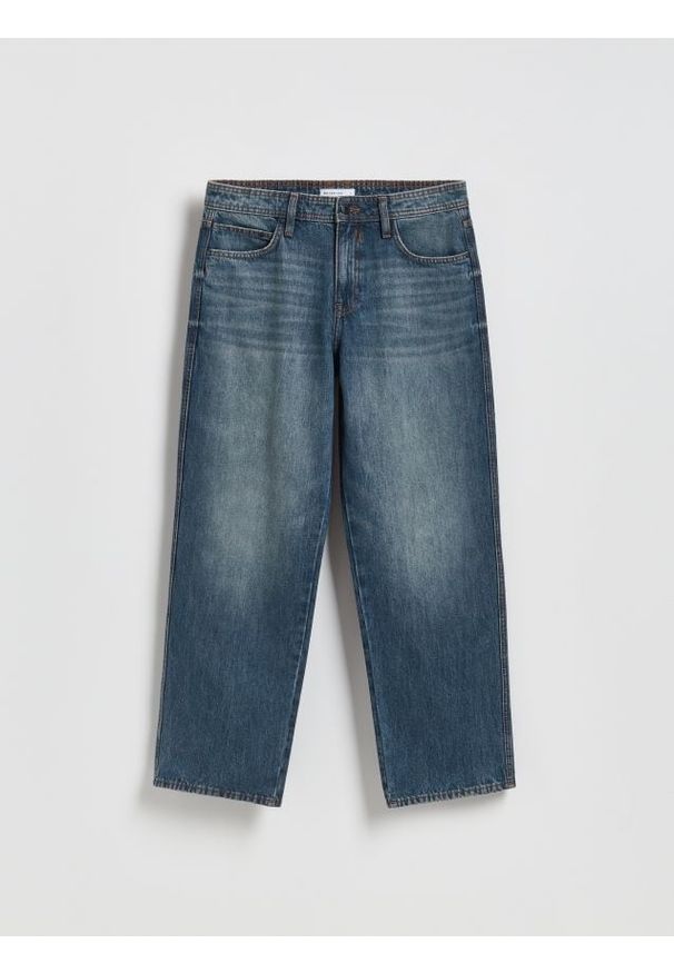 Reserved - Jeansy baggy z efektem sprania - indigo jeans