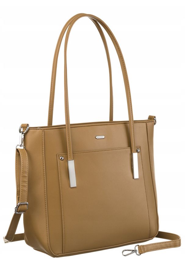 ROVICKY - Shopperka damska Rovicky R-072-03 beżowa. Kolor: beżowy. Materiał: skórzane. Styl: klasyczny