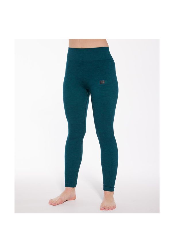 Legginsy damskie Brubeck JOGA MERINO. Kolor: zielony. Sport: joga i pilates